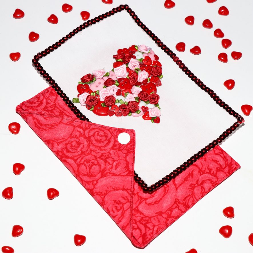 Fabric Valentines Day Card